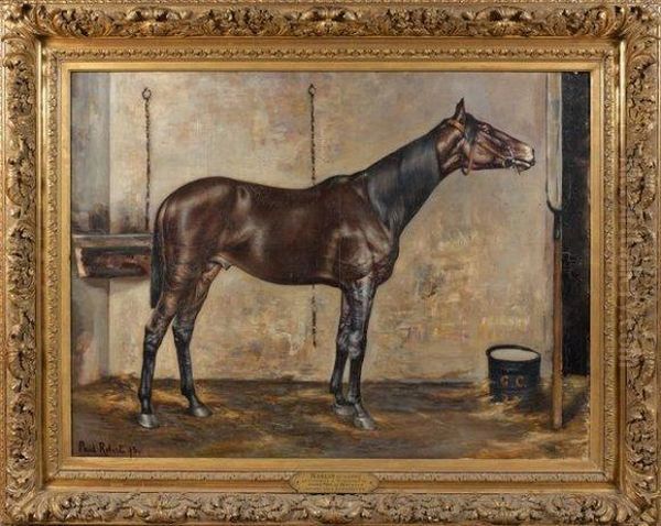 Portrait Du Cheval Merlin Ne En 1892 Gagnant Du Grand Prix De Deauville Oil Painting by Paul Robert