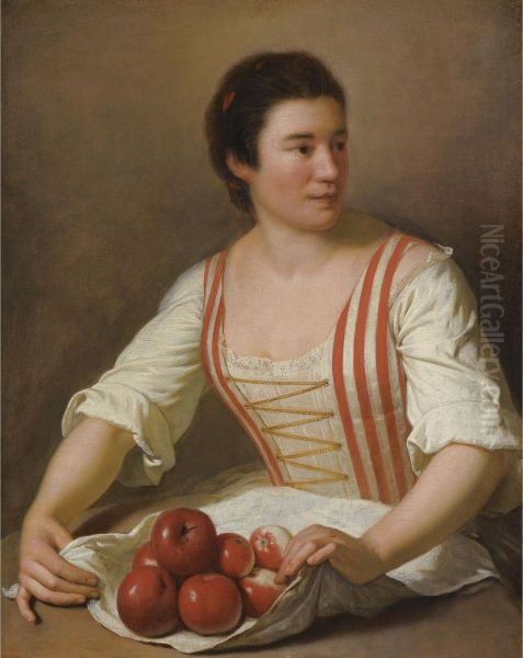 A Woman With A Basket Of Fruit Oil Painting by Paul Ponce Antoine Robert