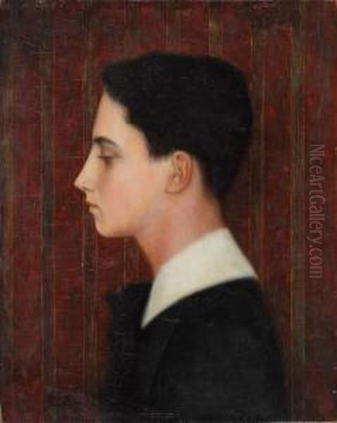 Portrait De Jeune Garcon De Profil Oil Painting by Theophile Paul Robert