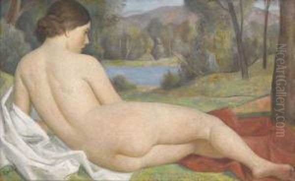 Baigneuse Couchee, De Dos Oil Painting by Theophile Paul Robert