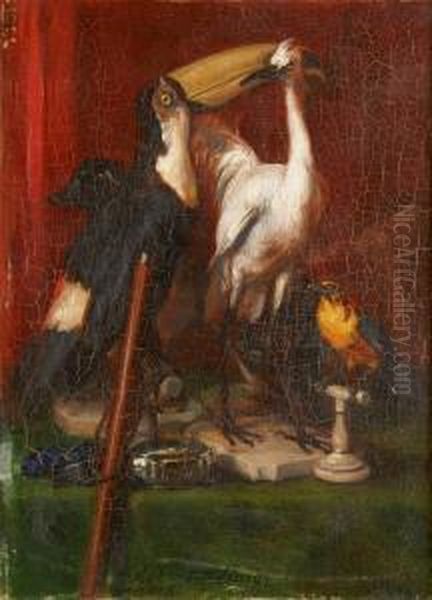 Chez Le Taxidermiste Oil Painting by Joseph-Nicolas Robert-Fleury