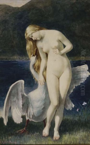 Leda And The Swan Oil Painting by Tony Robert-Fleury