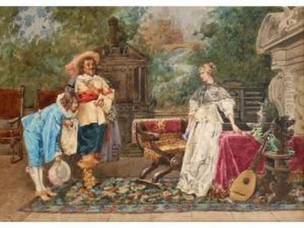 Les Mousquetaires Oil Painting by Albert Pierre Roberti