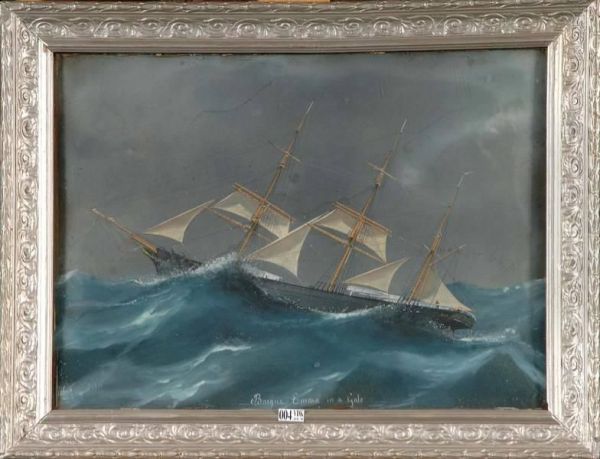 Barque Emma In A Gale Oil Painting by Luigi Roberto