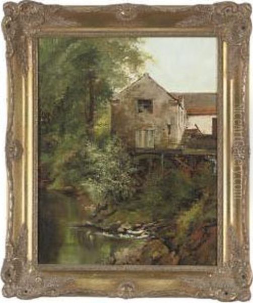 The Watermill Oil Painting by H. J. Roberton