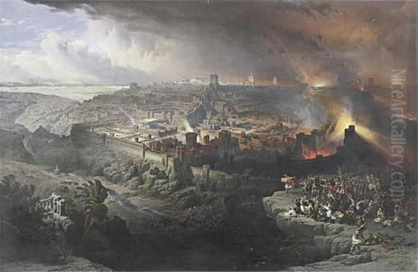 The Destruction Of Jerusalem By The Romans Oil Painting by David Roberts