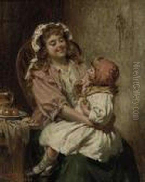 Somebody's Birthday Oil Painting by Edwin Thomas Roberts