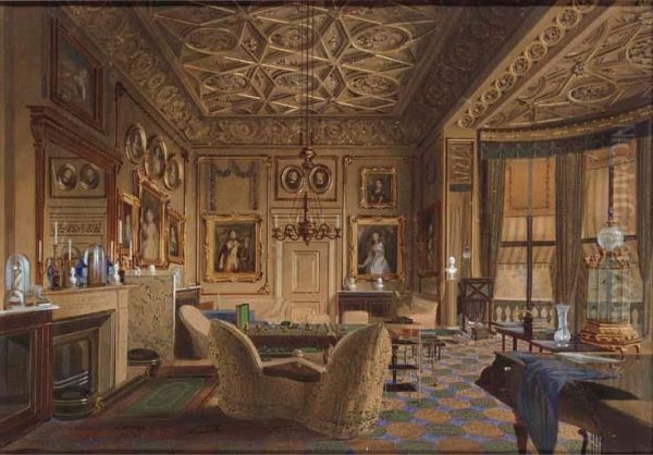 The Queen's Sitting Room, Buckingham Palace, London Oil Painting by James Roberts