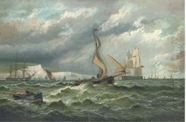 Shipping Off The South Coast Oil Painting by R.R. Roberts