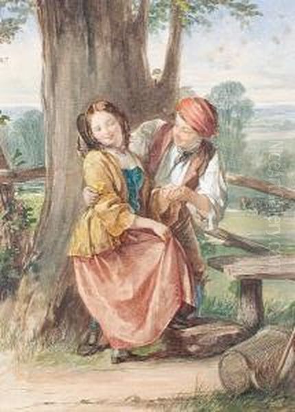 Country Lovers Oil Painting by Thomas Edward Roberts