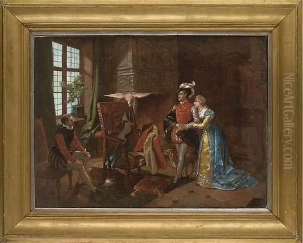 A Sudden Commotion Oil Painting by Thomas Edward Roberts