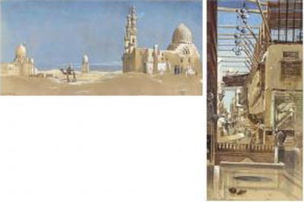 The Tombs Of The Cailiffs, Cairo Oil Painting by Charles Robertson