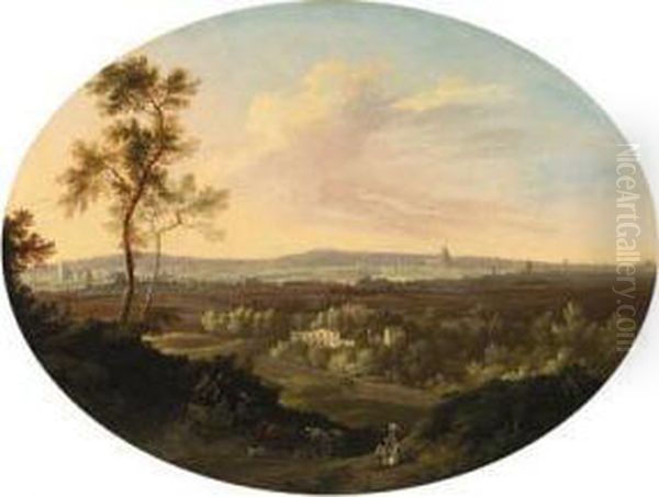 View Of The Cities Of London And Westminster From Denmarkhill Oil Painting by George Robertson