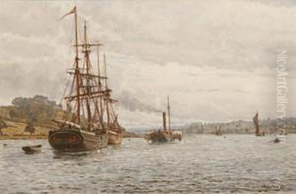 Port Of Ipswich High Water Oil Painting by Henry Robertson