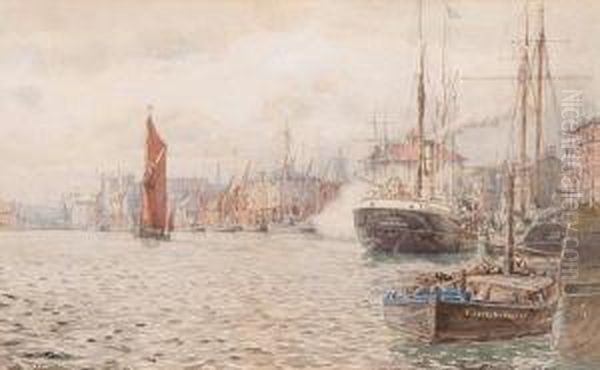 Ipswich Docks Oil Painting by Henry Robertson