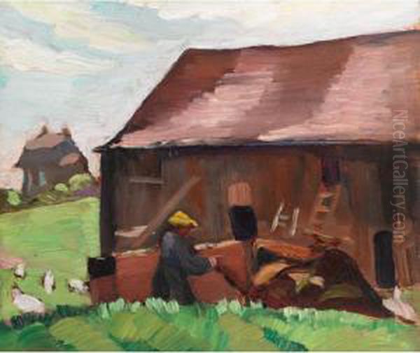 Barns Oil Painting by Sarah Margaret A. Robertson