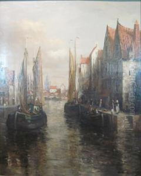 A Side Canal Oil Painting by Struan Robertson