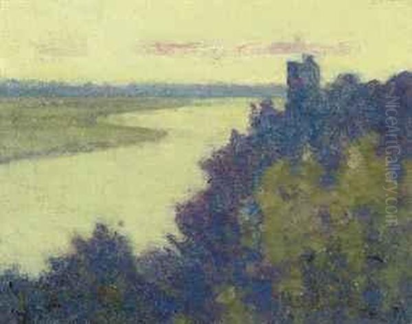 On The Loire At Oudon Oil Painting by Tom Robertson