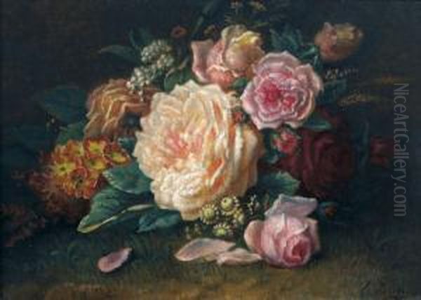 Stillleben Mit Rosen Oil Painting by Jean-Baptiste Robie