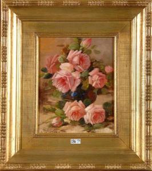 Vase De Roses Oil Painting by Jean-Baptiste Robie