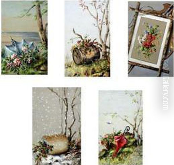 Vignettes Representing Seasons/months Oil Painting by Marianne H. Robilliard