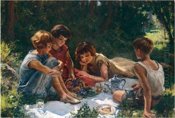 The Picnic Oil Painting by Marianne H. Robilliard