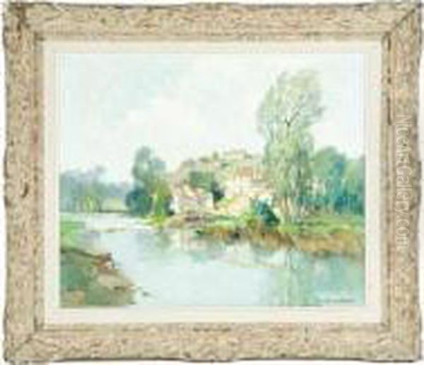 Village And Mill Of Gervaux... Oil Painting by Georges Charles Robin