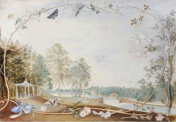 The Grounds Of Honington Hall, Warwickshire, Showing The Ornamental Water Designed By Sanderson Miller Oil Painting by Thomas Sen Robins