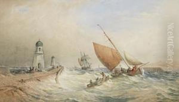 Running Into Harbour On The High Tide Oil Painting by Thomas Sewell Robins