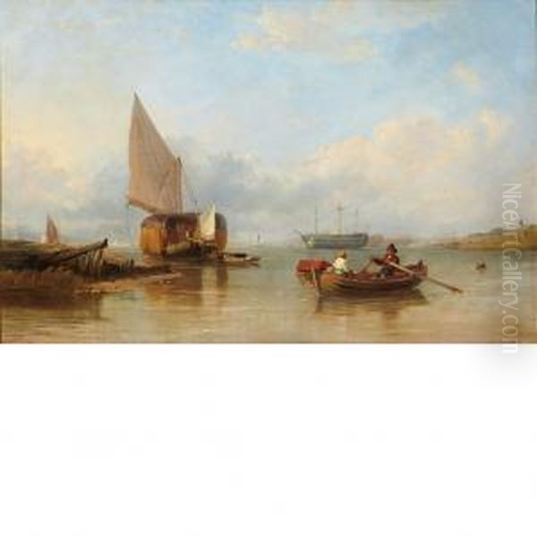 A Harbor On A Calm Day Oil Painting by Thomas Sewell Robins