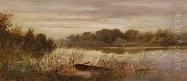 Fenland Scene At Dusk Oil Painting by Charles F. Robinson