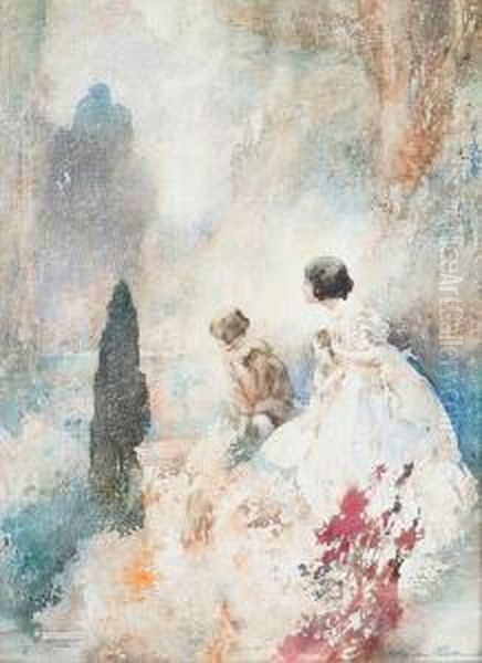 Three Young Girls Oil Painting by Charles Robinson