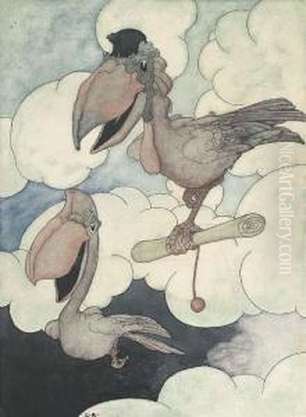 An Illustration For The Big Book Of Fables: The Messenger Oil Painting by Charles Robinson