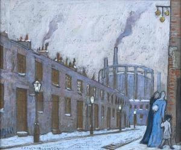 Industrial Street Scene Oil Painting by Frederick Cayley Robinson