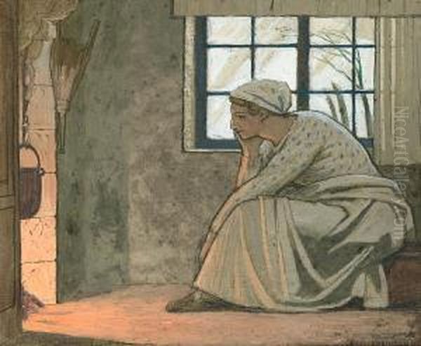 Loud Blows The Winter Wind Oil Painting by Frederick Cayley Robinson