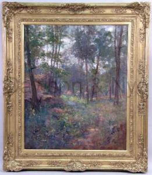 Landscape Of A Woodland Scene Oil Painting by Hal Robinson