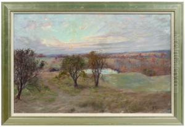 Landscape With Sunset Oil Painting by Hal Robinson