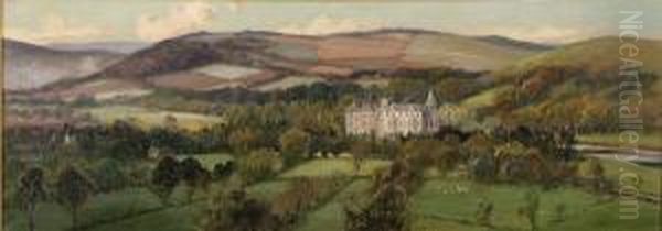 Expansive Landscape With Manor House And Grounds Oil Painting by H.L. Robinson