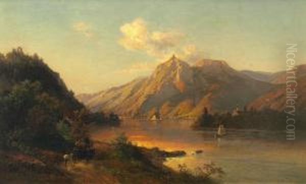 Insel Nonnenwerth Am Drachenfels Mit Rolandsbogen Oil Painting by John Robinson Tait