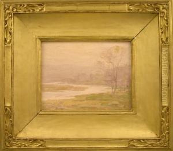 Winter Scene Of
Meandering River Oil Painting by William S. Robinson