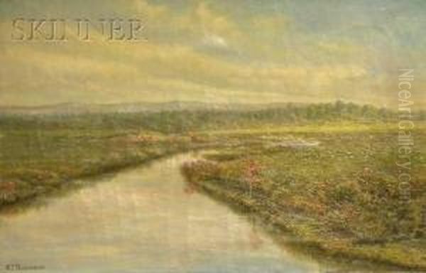 Merrymeeting River, Pittsfield, New Hampshire Oil Painting by William T. Robinson