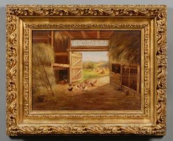 Interior Barn Scene Oil Painting by Robinson Wood Harriette