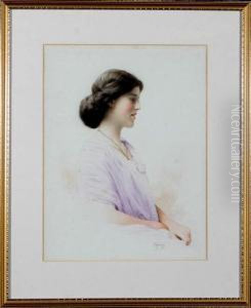 A Portrait Of Maud Lawrenson, Sister To The Artist Oil Painting by Featherstone Robson