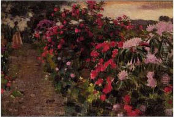 Rhodedendrons In A Twynholm Garden Oil Painting by William Robson