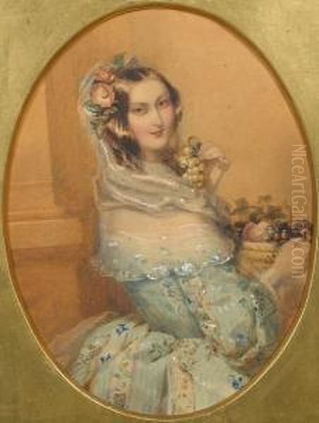 A Lady Oil Painting by Francois Theodore Rochard