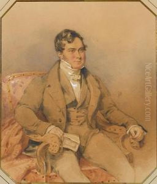 A Gentleman Oil Painting by Francois Theodore Rochard