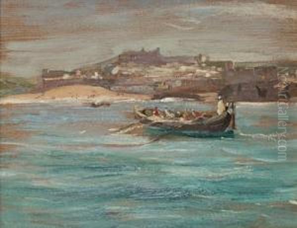 Coastal Scene Oil Painting by Alexander Ignatius Roche