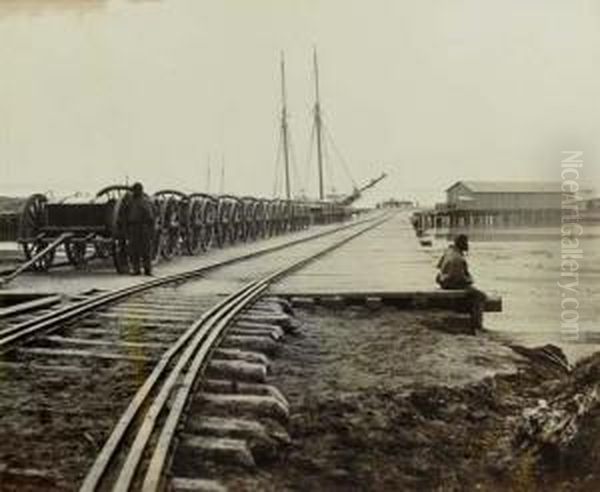 Ordnance Wharf, City Point, Virginia Oil Painting by Thomas C. Roche