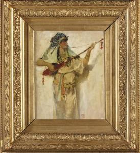 Musicienne Egyptienne Jouant Du Luth Oil Painting by Georges Antoine Rochegrosse