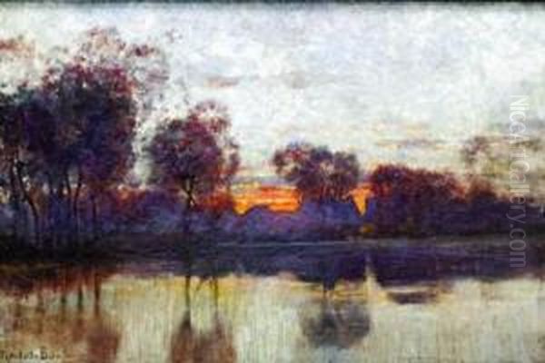 Bord De Riviere. Oil Painting by Elie Rochet Dit Baudouin